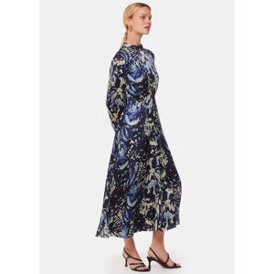 Whistles Navy Dazzled Floral Satin Dress